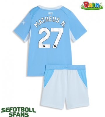 Manchester City Matheus Nunes #27 Hemmaställ Barn 2026-27 Kortärmad (+ Korta byxor)